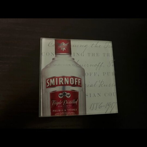 Set of 4 glass coasters used with Smirnoff vodka design