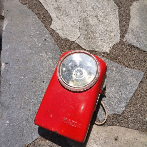 Mazda metal flat flashlight used, vintage collectible