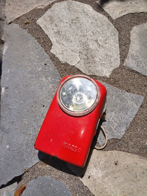 Mazda metal flat flashlight used, vintage collectible