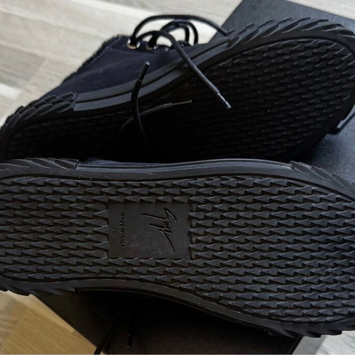 Giuseppe Zanotti Shearling Fur Navy Trainers New