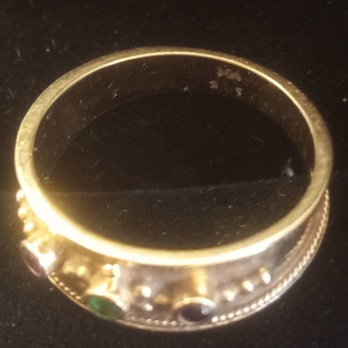 Women's gold ring and bracelet set 14k with rubies, emeralds, sapphires, like new