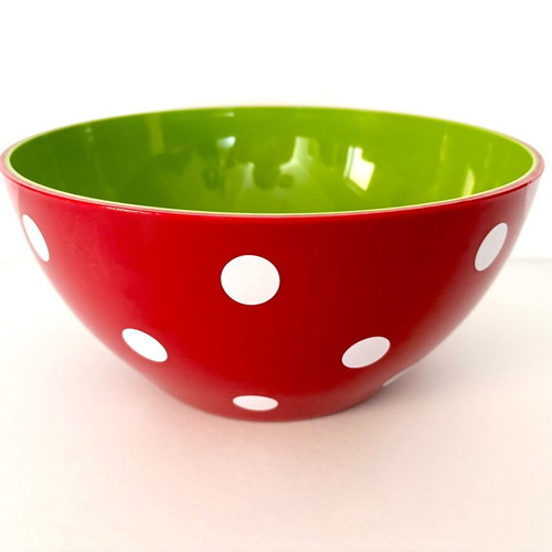 Spiegelburg Salad Bowl like new, red with white polka dots