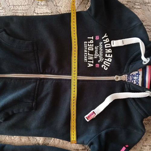 Superdry hoodie jacket used, slim fit, size XS/S, blue and pink