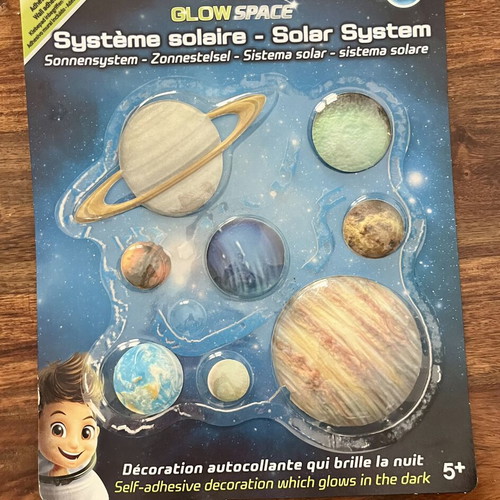 Solar System Set like new with puzzle, spinning top, and 3D stickers