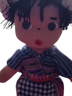 Handmade vintage cloth doll used, Latin American style, approx. 25 cm