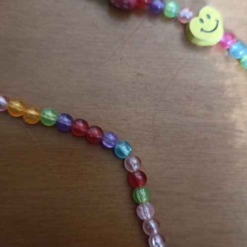 Children's jewelry set used, necklace and bracelet with hearts, multicolor