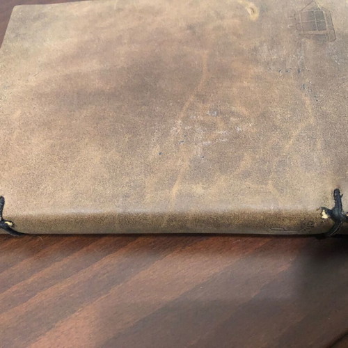 Bookends 2 with handmade binding and leather notebook new