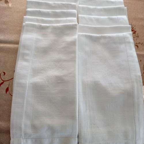 Set of 10 white handmade dinner napkins 53x53 cm