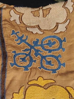 Embroidered silk fabric section from emperor or king's costume, used