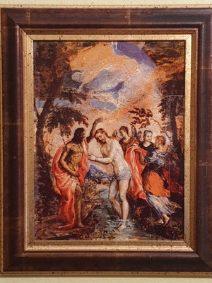 El Greco The Baptism copy new on ceramic plate