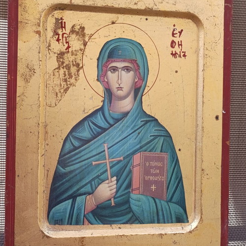 Vintage icon of Saint Euphemia 23x19 cm