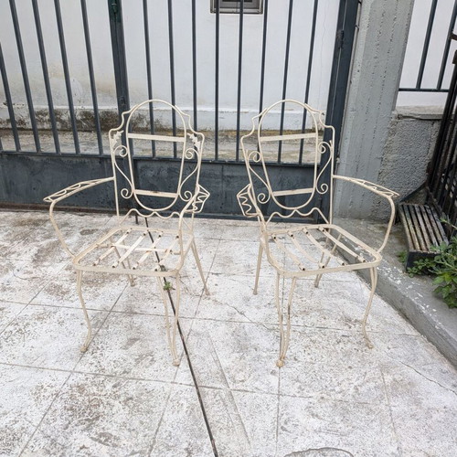 Retro iron garden chairs used, set of 2, without cushions