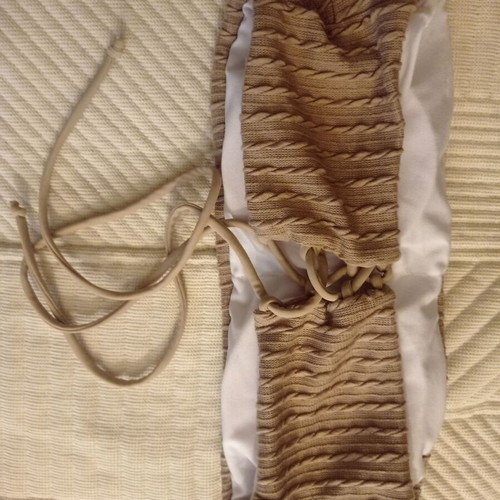 Strapless beige nude top new with embossed design and ties