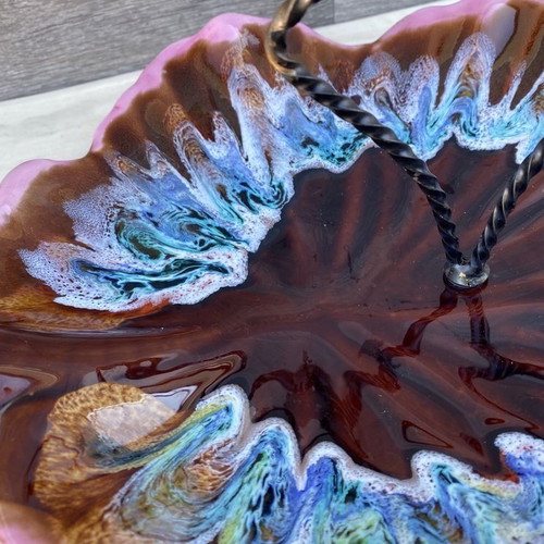 German porcelain tray used with handle, handmade