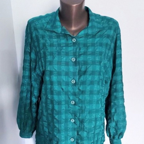 Green silk shirt Burda model like new, sizes L XL
