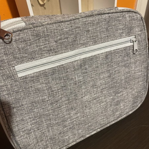 Fabric wallet and document organizer new, gray, multiple compartments