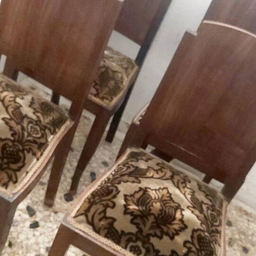 Chairs set of 4 used from 1940-1950 solid walnut wood