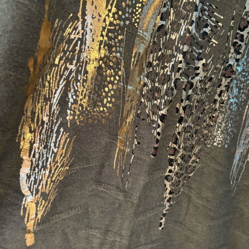 Khaki blouse with gold details and leopard print like new