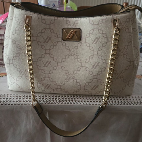 Verde handbag with 3 compartments, beige and gold