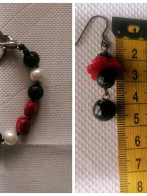 Handmade jewelry set new, black and red