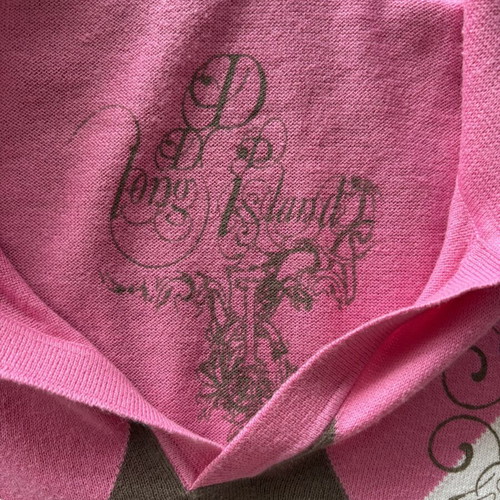 DDP Pink Y2K Knitted Polo with Argyle Pattern Size M Like New