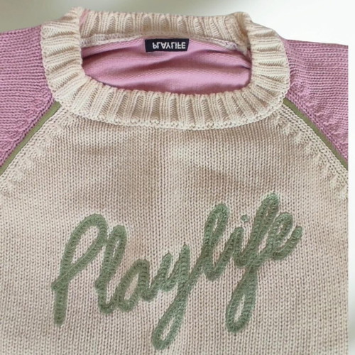 Playlife shirt used, cotton knit, multicolor, vintage 2000