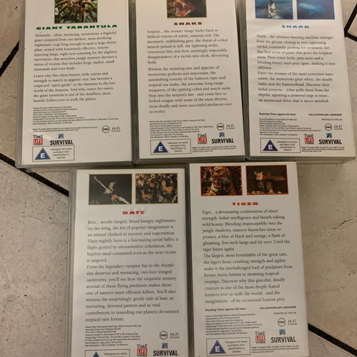 Predators of the Wild VHS tapes used, pack of 5, 1993