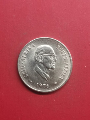 South Africa 20 Cents Coin 1976 Like New, End of Presidency Jacobus Johannes Fouché