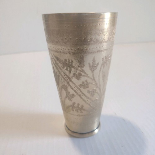 Bronze flower vase used with hand-engraved floral designs