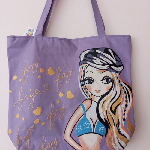 Tote Bag Lilac Shoulder Bag New with Mimi Character Design