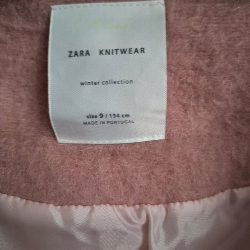 Zara coat girl 9 years 134 cm used, pink with hood and pockets