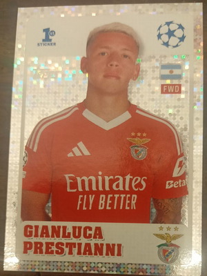 Topps Champions League 24-25 Gianluca Prestianni αυτοκόλλητο νέο