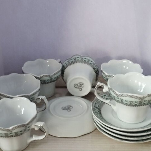 Vintage Coffee Cup Set BF Fine Porcelain medium size like new