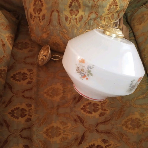 Opaline ceiling light from 1960 used with floral design