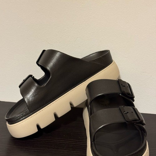 Ateneo sandals new, double strap, size 37, black and beige