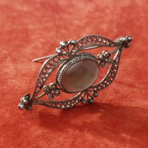 Silver pin 925 with smoky quartz like new
