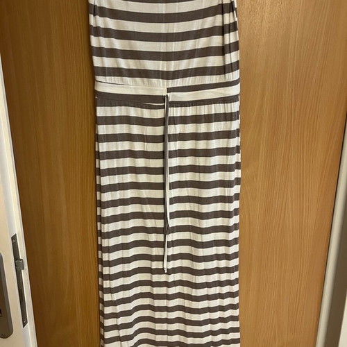 Strapless dress like new, striped white and beige, size S-M