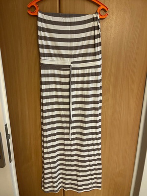 Strapless dress like new, striped white and beige, size S-M