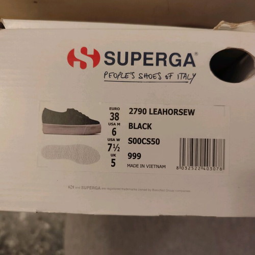 Superga black women's flatform athletic shoes like new, size 38