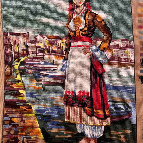 Handmade textile painting frame, Crete design