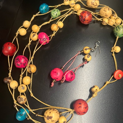 Handmade multi-layer ethnic necklace like new from natural seeds