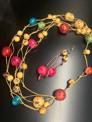 Handmade multi-layer ethnic necklace like new from natural seeds