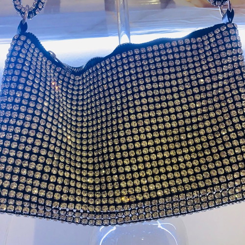Evening bag new silver with shine and zipper