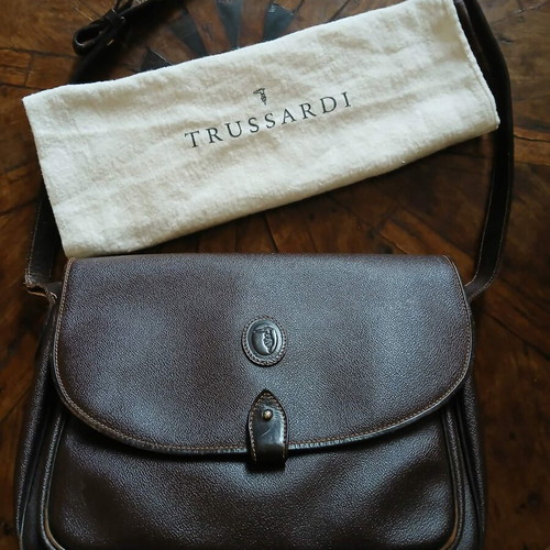 Trussardi vintage crossbody bag used, brown with flap