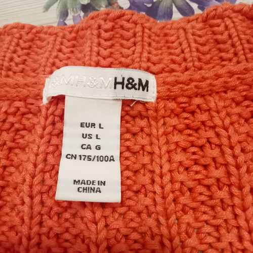 H&M Summer Cardigan Large Coral Color New