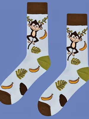 Socks with monkey design new with playful pattern