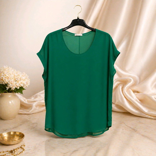 Women’s green Promod blouse size L like new, thin transparent