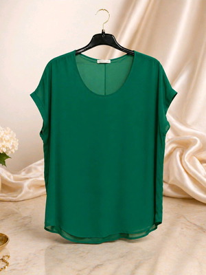 Women’s green Promod blouse size L like new, thin transparent