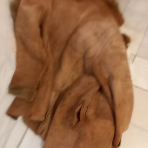 Suede coat with fur lining new, gold color, size L