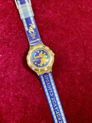 Swatch Atlanta 1996 Olympic Games Vintage Watch, Blue & Gold